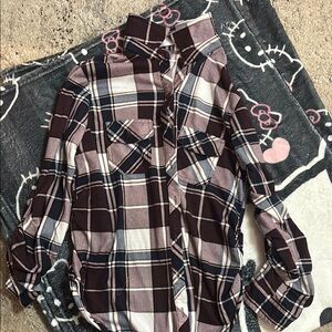 Plaid Kids Shirt - Brown and White